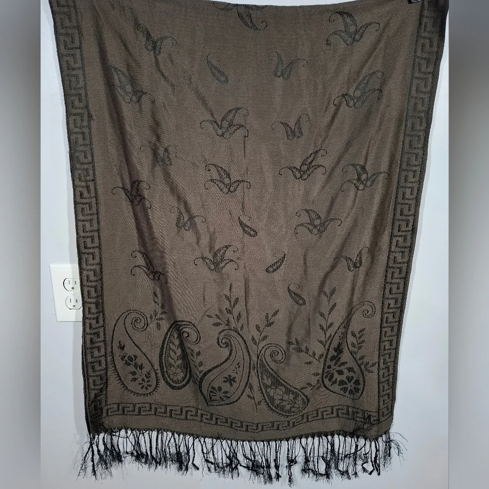 Jerusalem Brown Tasseled 100% Cashmere Women’s Scarf Paisley Pashmina
